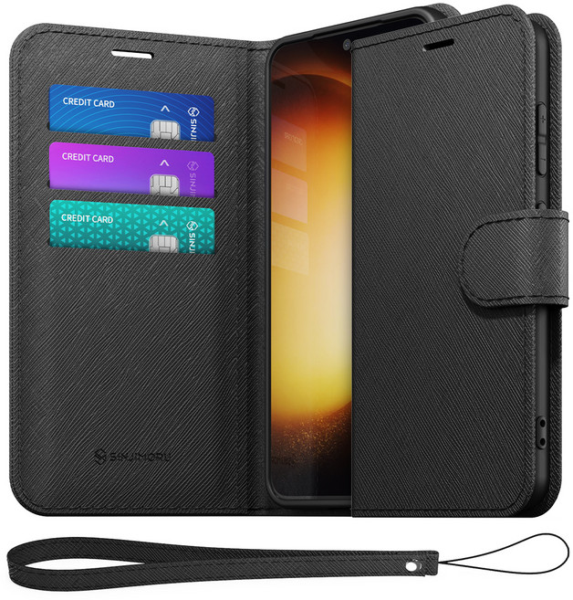 신지모루 마그네틱 사피아노 가죽 다이어리 지갑 케이스 + 핸드 스트랩 세트