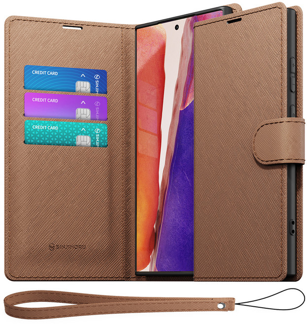 신지모루 마그네틱 사피아노 가죽 다이어리 지갑 케이스 + 핸드 스트랩 세트