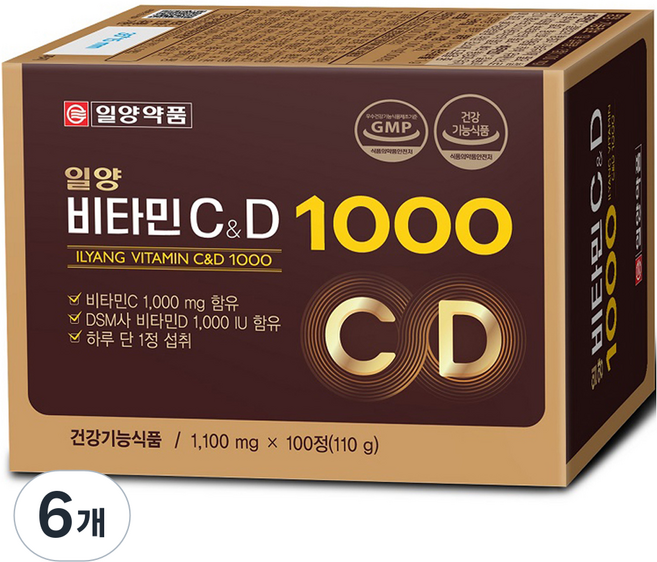 일양약품 일양비타민C앤D 1000, 100정, 6개