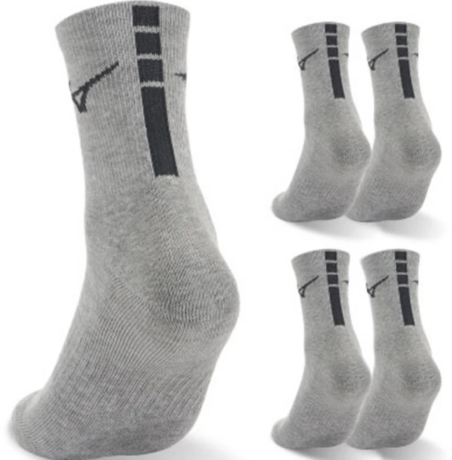 미즈노 플레이 더블 쿠션 미드 스포츠 양말, 그레이, 5개 - 쿠팡