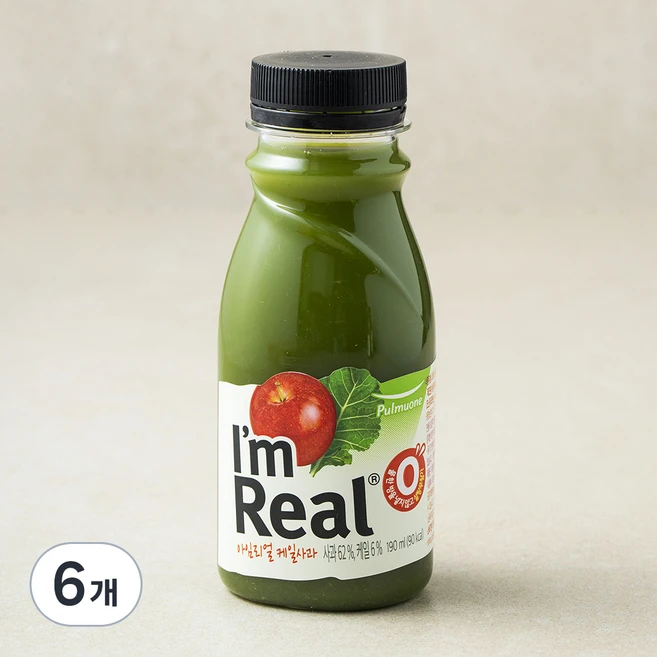 아임리얼 케일사과 주스, 190ml, 6개 - 쿠팡