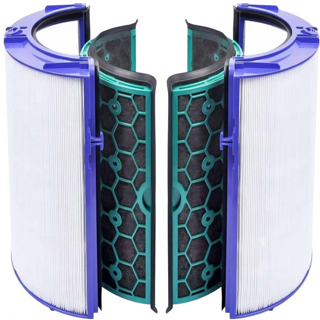 PUREBURG 淨博 高效HEPA濾網片 2個 蜂巢除臭除甲醛活性碳濾心片 2個 適用Dyson Pure Cool Link TP04 Dyson Pure Cool Link DP04 Dyson Pure Hot + Cool Link HP04, 1組, TP04-01
