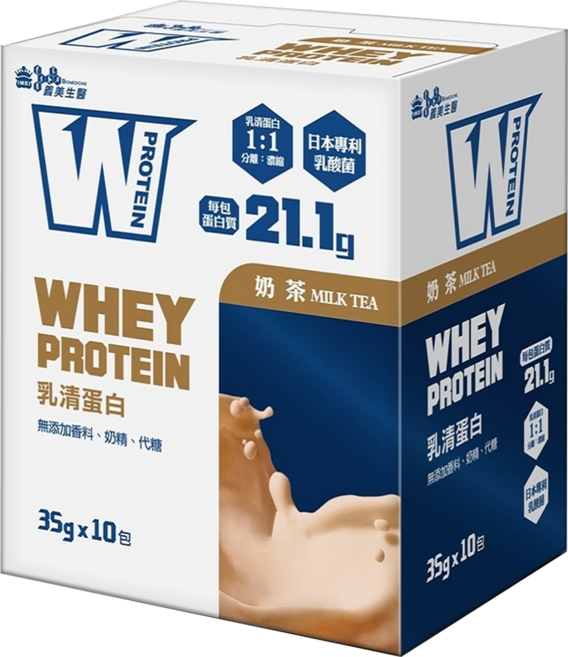 義美生醫 W PROTEIN乳清蛋白飲 奶茶, 350g, 1盒
