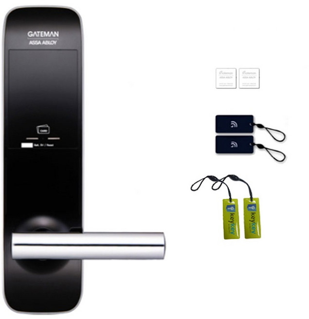 게이트맨 카드키형 손잡이 있음 도어락 WG-200 + 카드키 2p + 걸이형키 2p + 추가 걸이형키 2p, 고객직접설치