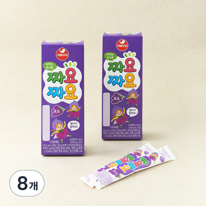 서울우유 짜먹는 요구르트 짜요짜요 포도, 40g, 6개입, 8개