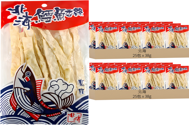 北海 鱈魚香絲 寬條, 38g, 50包