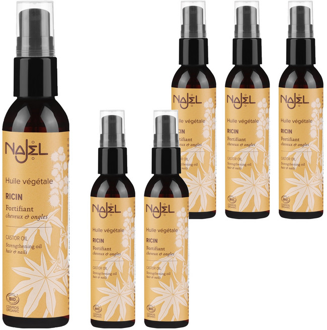 法國 NAJEL 有機蓖麻按摩護理油 手 + 頭髮 + 指甲用, 80ml, 6瓶