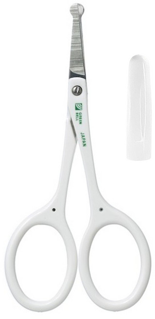 GREEN BELL 綠鐘 台灣公司貨 不鏽鋼平式安全鼻毛修容剪 附套 QQ-901, 1個, 白色