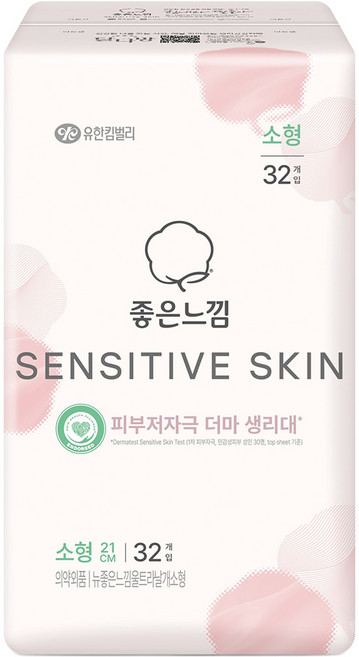 좋은느낌 센서티브 스킨 생리대 날개형, 1개, 32개입, 소형