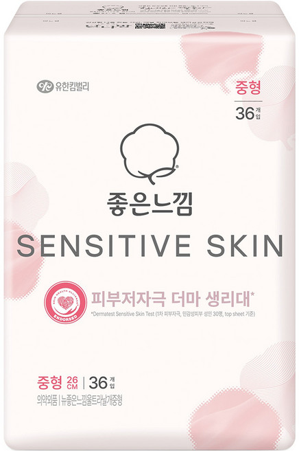 좋은느낌 센서티브스킨 생리대 날개형, 중형, 36개입, 1개