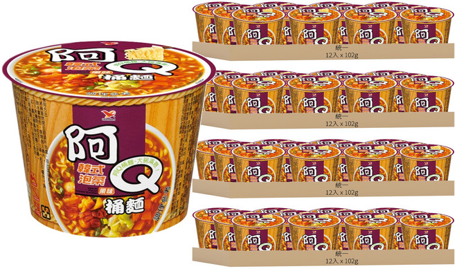 統一 阿Q桶麵 韓式泡菜風味 102g, 48入