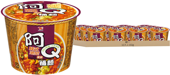 統一 阿Q桶麵 韓式泡菜風味 102g, 12入