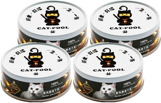 CAT-POOL 貓侍 全齡貓 低敏食材天然主食罐, 80g, 4罐