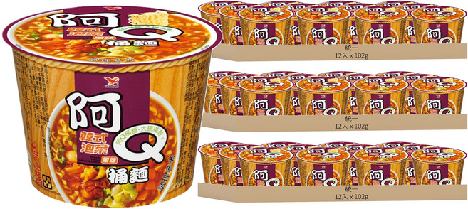 統一 阿Q桶麵 韓式泡菜風味 102g, 36入