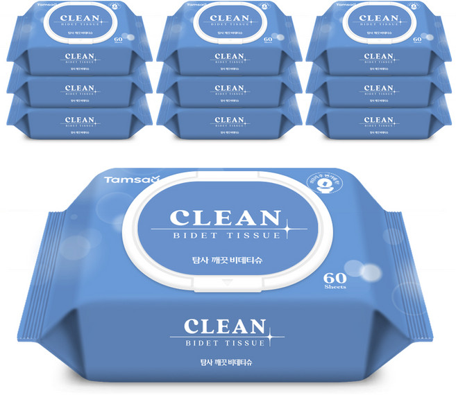 탐사 깨끗 비데티슈 캡형, 60매, 10개