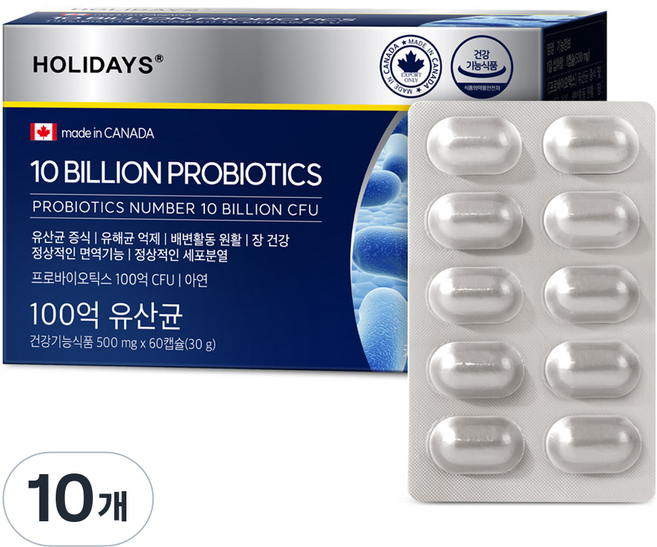 홀리데이즈 100억 유산균 30g, 60정, 10개