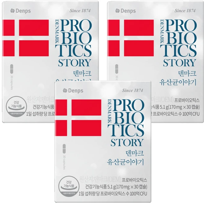 덴프스 덴마크 유산균이야기, 30정, 3개 - 쿠팡
