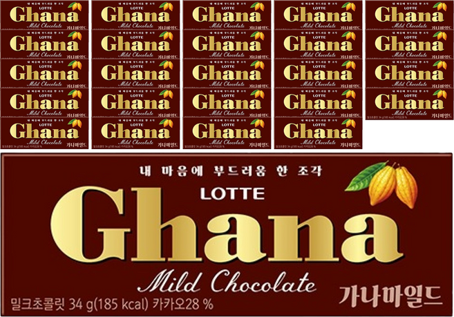 가나 마일드 밀크초콜릿, 34g, 25개