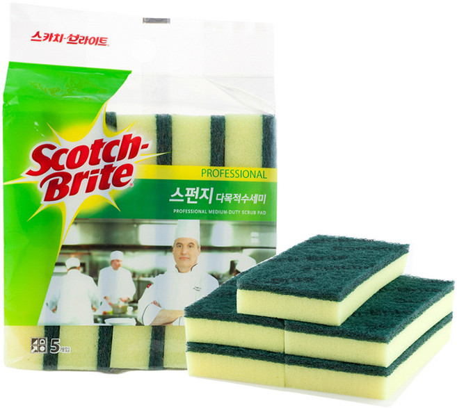 스카치브라이트 스펀지 다목적 수세미, 5개입, 1개