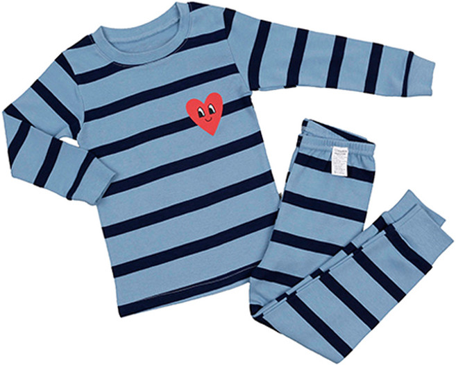 메이키즈 아동용 하트룩블루 30수 후라이스 긴팔 실내복 세트