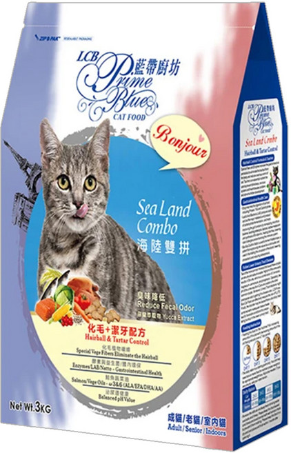 LCB 藍帶廚坊 海陸雙拼 乾飼料, 化毛 + 潔牙配方, 3kg, 1袋