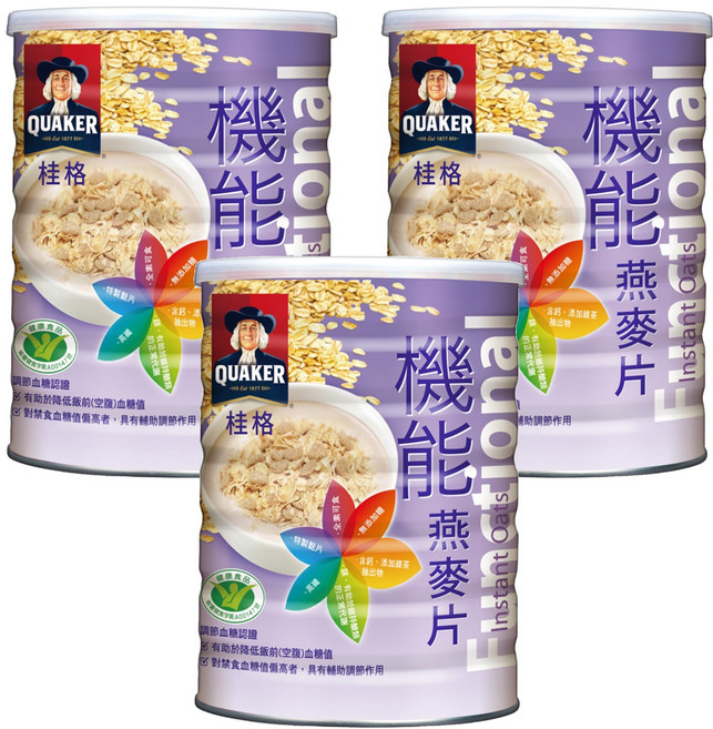 QUAKER 桂格 機能燕麥片, 700g, 3罐