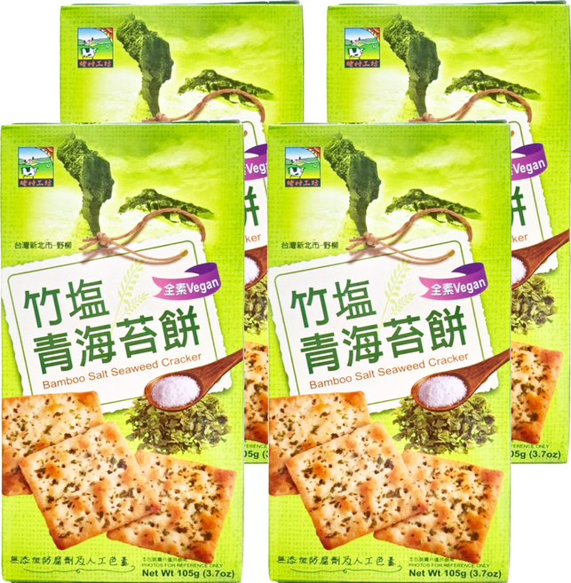 食材工坊 竹鹽青海苔餅, 105g, 4盒