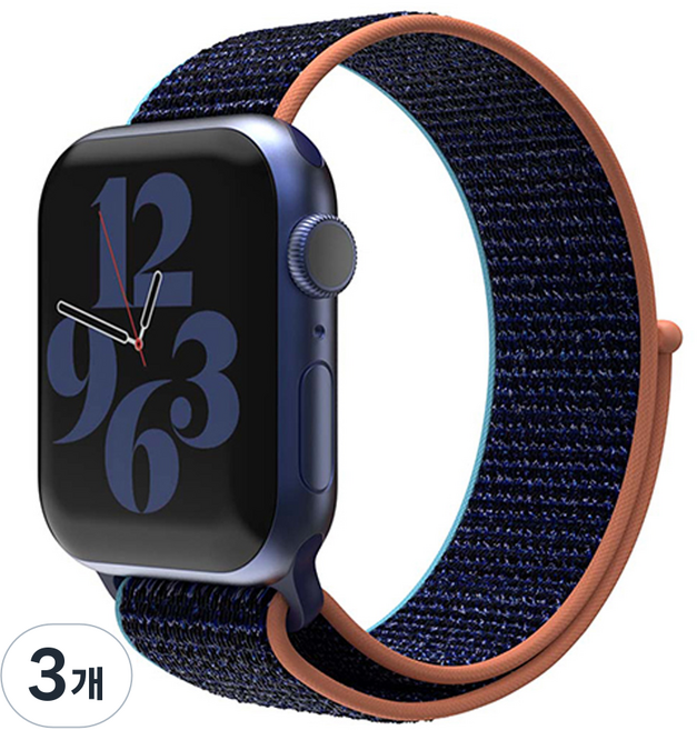 신지모루 애플워치 호환 경량 스포츠 스트랩 밴드, 딥네이비, 3개