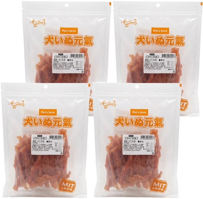 Pet's love 元氣犬 零食量販包, 雞肉絲, 380g, 4包