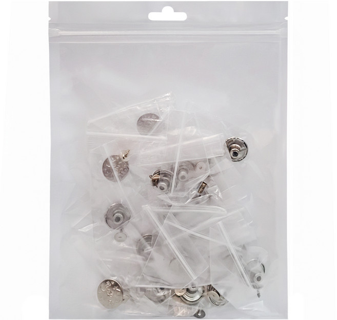 可拆免縫腰圍調節鈕扣 小(17mm) 20個, 透明色 + 銀色, 1組