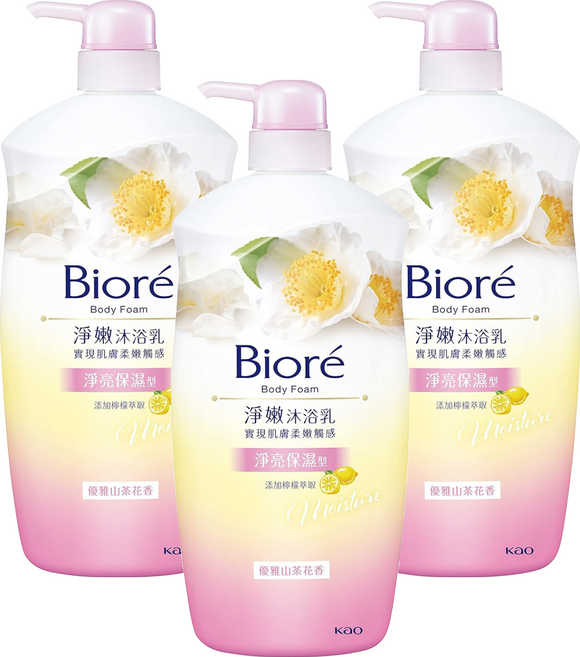 Biore 蜜妮 淨嫩沐浴乳 山茶花 淨亮保濕, 1kg, 3瓶