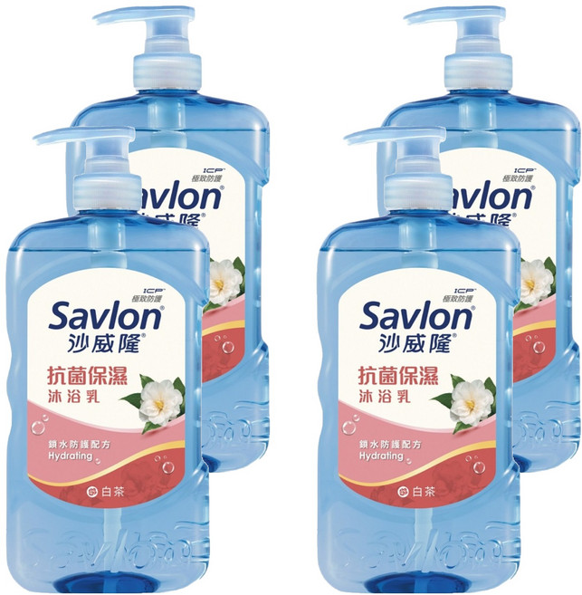 Savlon 沙威隆 抗菌保濕沐浴乳 白茶, 850g, 4瓶