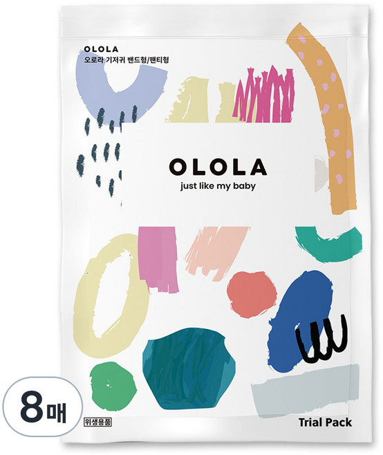 OLOLA 스킨핏 밴드형 체험팩 샘플 낮밤 아기기저귀, 소형(S), 8매