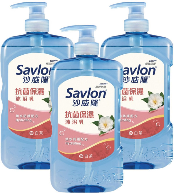 Savlon 沙威隆 抗菌保濕沐浴乳 白茶, 850g, 3瓶