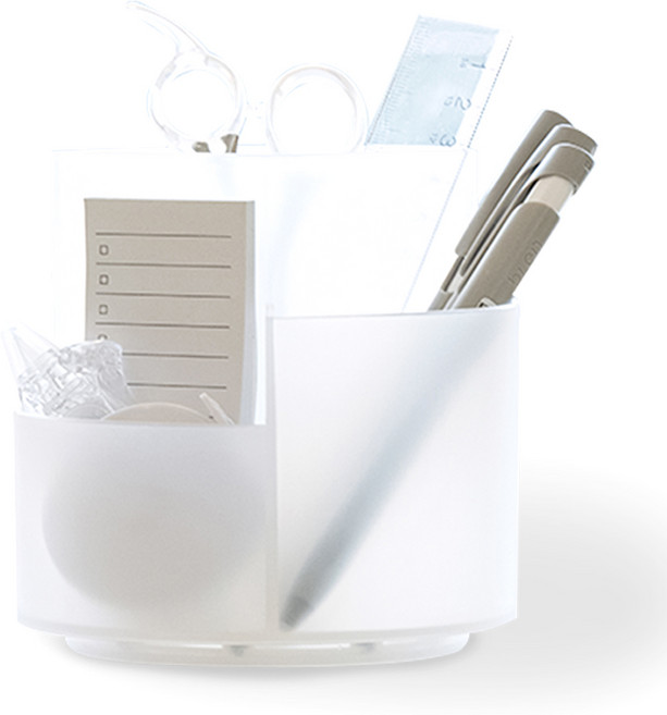 창신리빙 360도 회전형 3단 연필꽂이, 투명, 1개