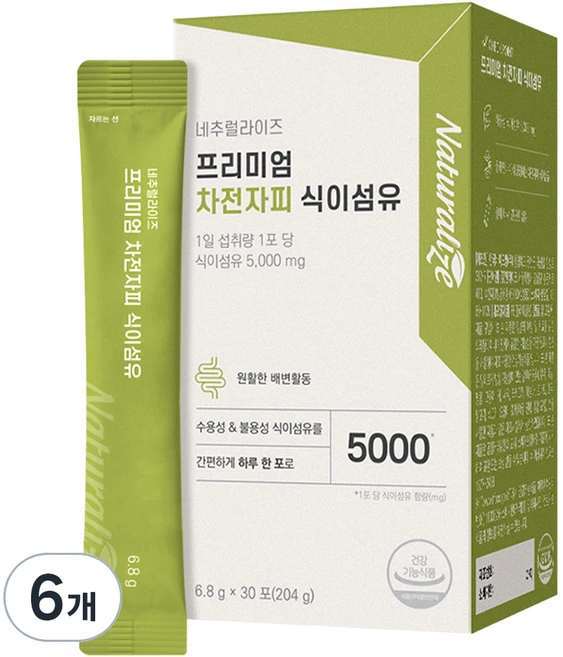 네추럴라이즈 프리미엄 차전자피 식이섬유, 204g, 6개 - 쿠팡