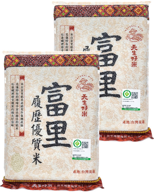 天生好米 富里優質米, 3kg, 2包, 優質米
