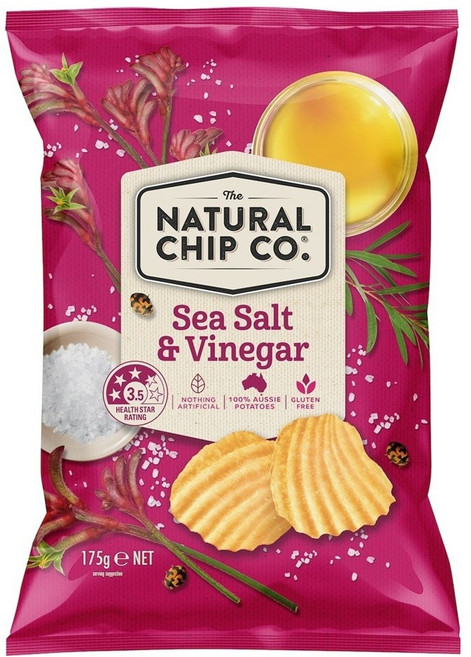 NATURAL CHIP CO. 波浪厚片洋芋片 海鹽酸醋口味, 175g, 1包
