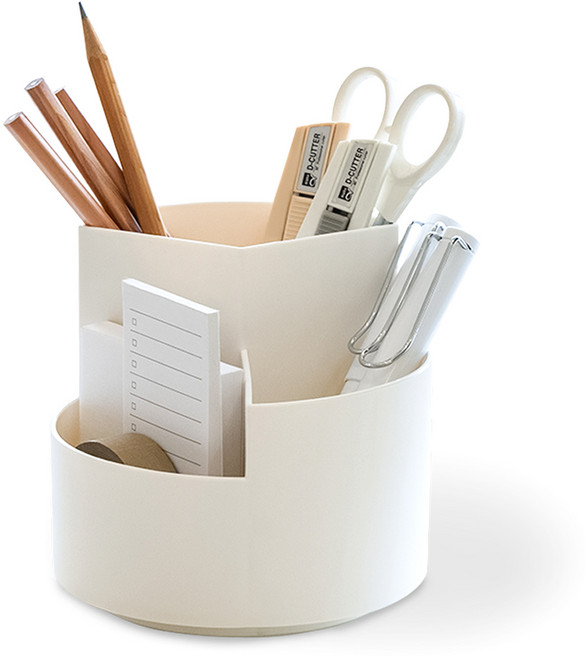 창신리빙 360도 회전형 3단 연필꽂이, 화이트, 1개