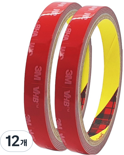 3M VHB 3M 超強力壓克力泡棉灰色雙面膠帶 12 mm x 1.5 M, 12個