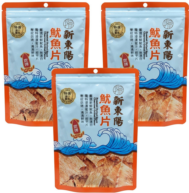 新東陽 魷魚片 炭烤, 80g, 3包