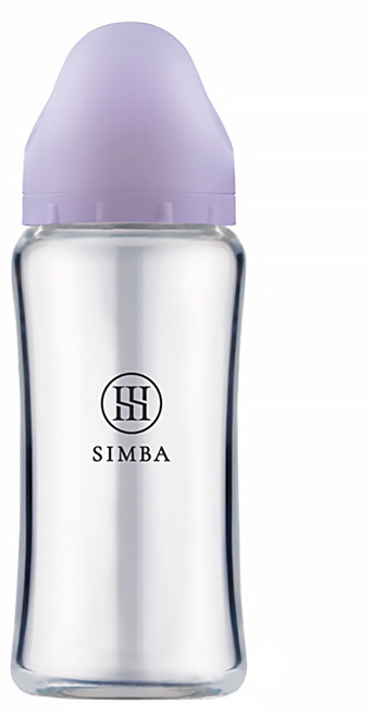Simba 小獅王辛巴 蘊蜜質金玻璃寬口防脹氣奶瓶, 紫芙, 270ml, 1個