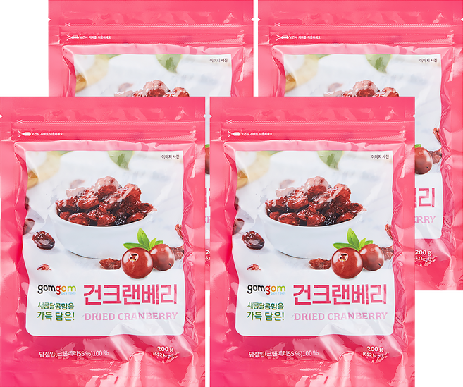 gomgom 蔓越莓乾, 4包, 200g