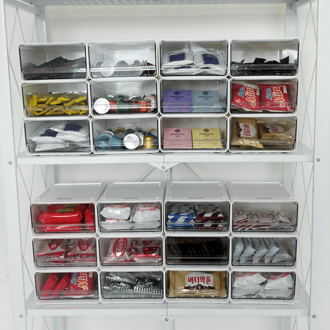 마켓플랜 콤비 다용도 적층 슬라이딩 펜트리 수납함, 투명, 1개