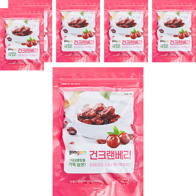 gomgom 蔓越莓乾, 6包, 200g