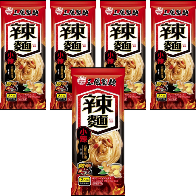 Shan Feng 三風製麵 辣麵 老薑麻油麵線, 240g, 5包