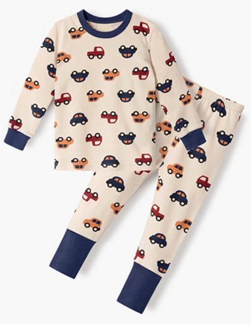 unifriend 兒童玩具車40支羅紋全彈性修身九分上下衣套裝