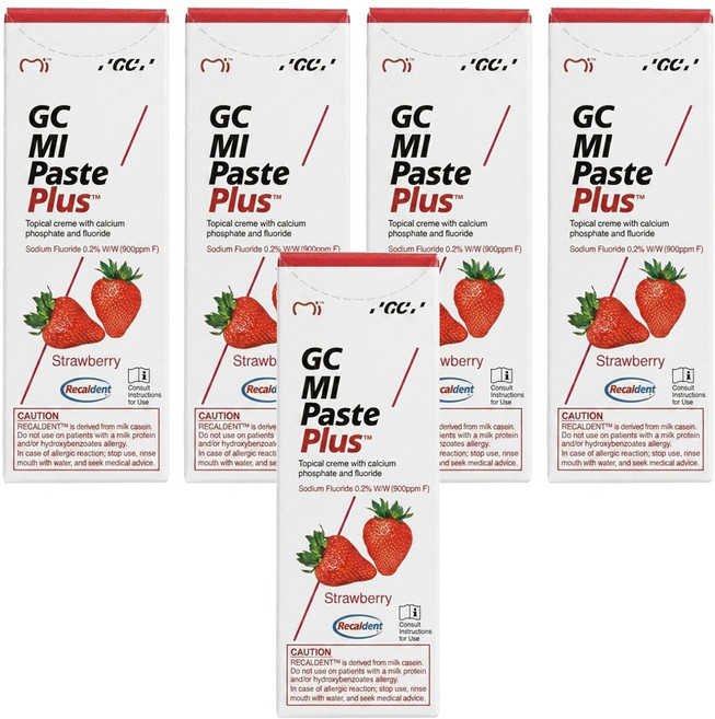 GC 而至 日本原裝 MI Paste Plus 而至牙齒乳膏 含氟 草莓, 40g, 5入