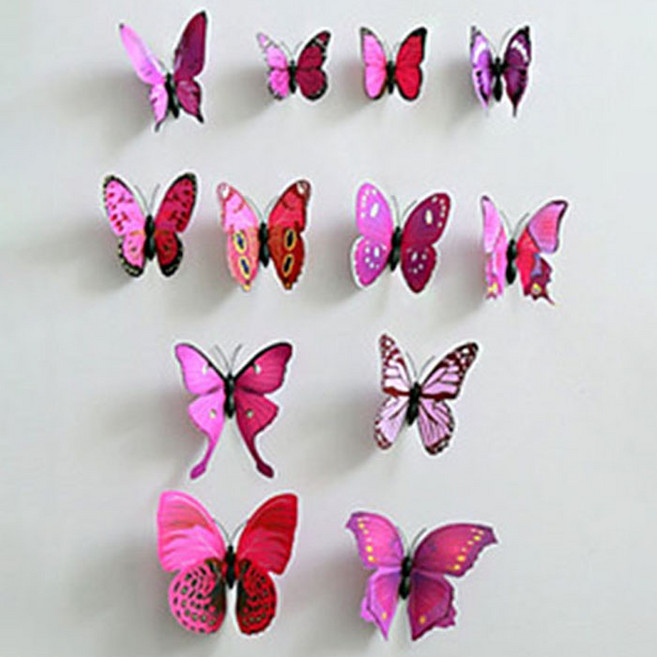 3D 리얼 나비 스티커 12p, 다크퍼플