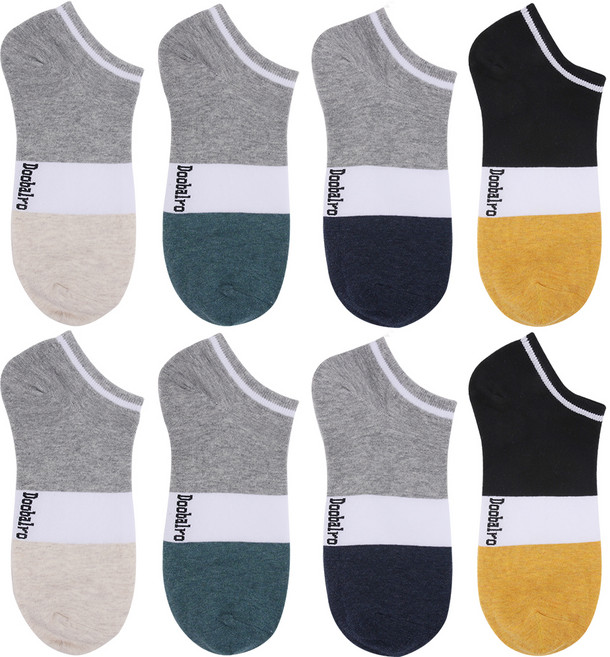 두발로 남성용 젠틀 스니커즈 양말 오트밀 2족 + 옐로우 2족 + 네이비 2족 + 청록 2족